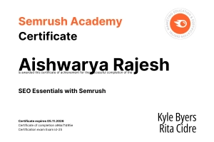 Best Freelance Digital Marketer in Trivandrum SEO Essentials With Semrush Certificate Webp